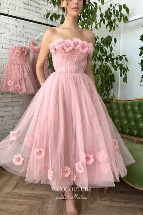 3D Flower Hoco Dresses Strapless Maxi Dresses hc221