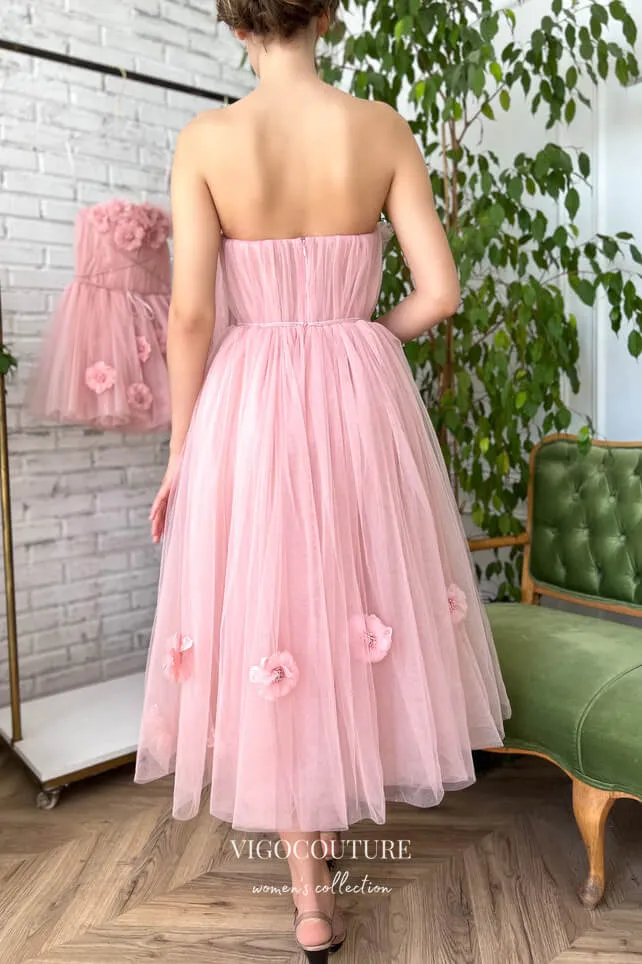 3D Flower Hoco Dresses Strapless Maxi Dresses hc221