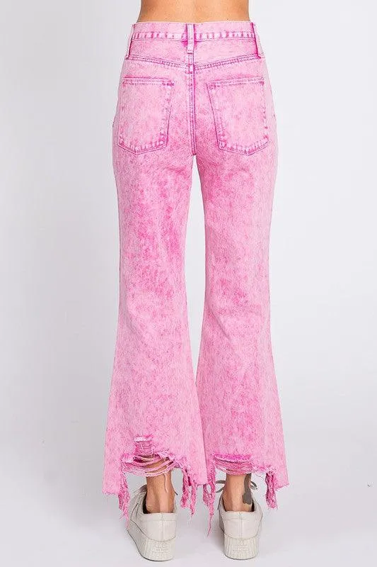 ACID PINK - HIGH RISE RIGID VINTAGE CROPPED FLARE