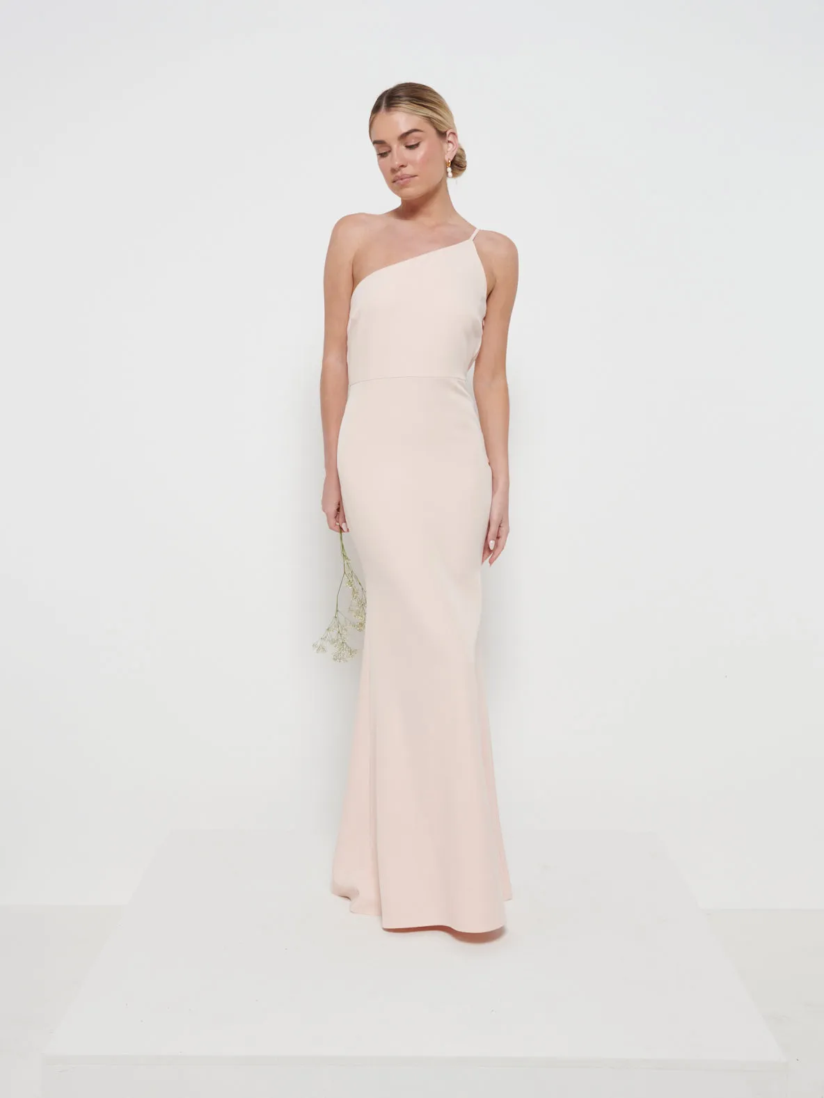 Amelia Crepe Maxi Bridesmaid Dress - Blush