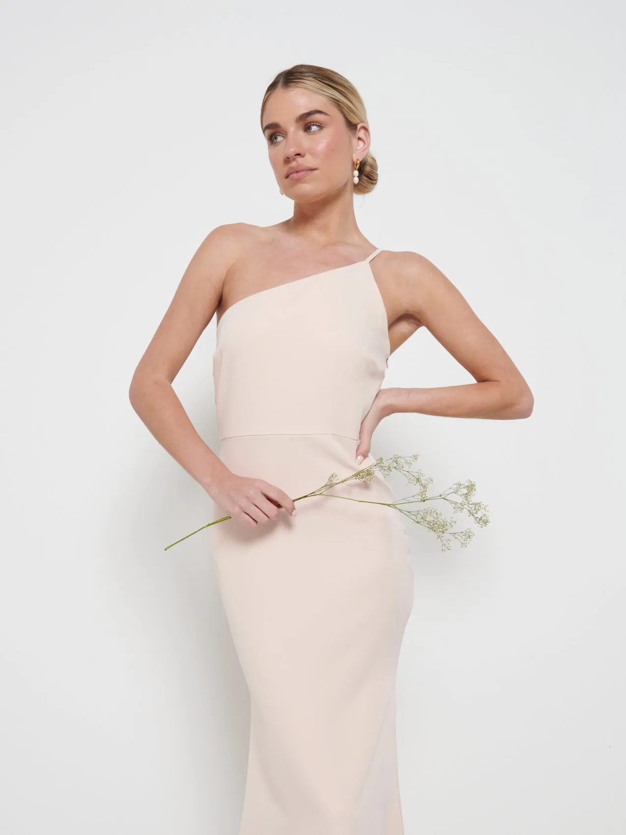 Amelia Crepe Maxi Bridesmaid Dress - Blush
