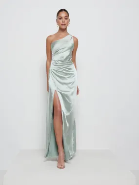 Amelia Ruched Maxi Bridesmaid Dress - Matte Sage