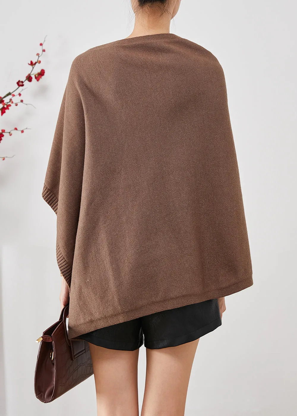 Art Coffee Asymmetrical Button Down Knit Scarf Tops Fall LY9265