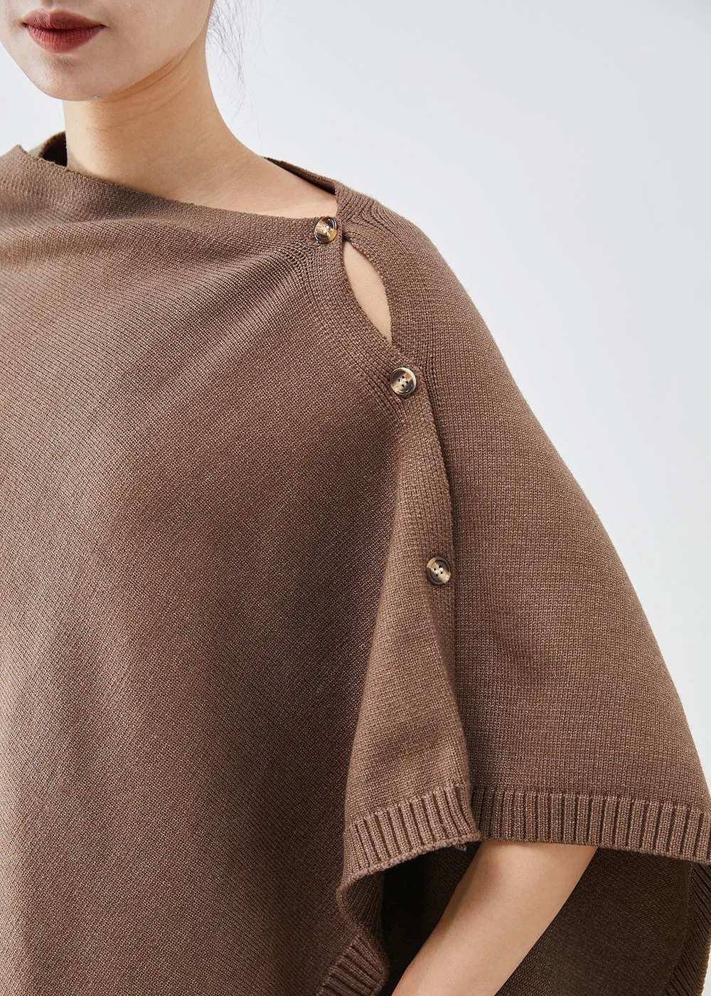 Art Coffee Asymmetrical Button Down Knit Scarf Tops Fall LY9265