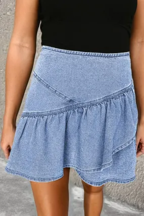 Asymm Blue Denim Skirt