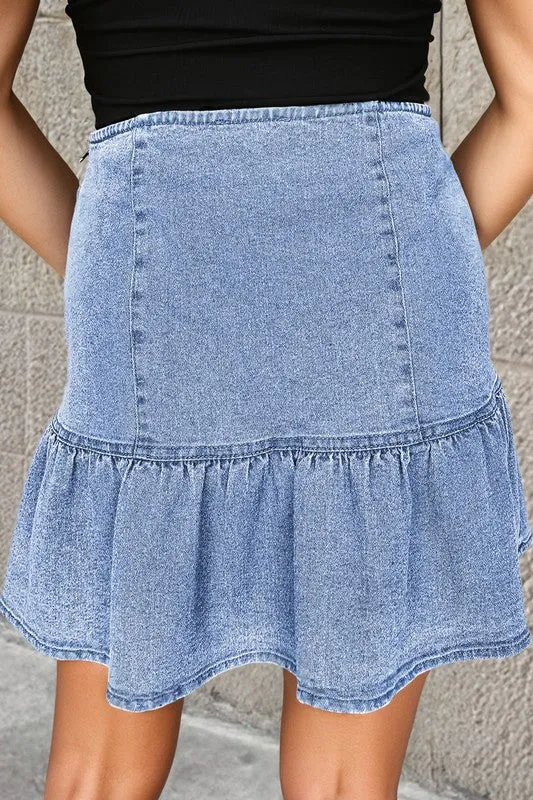 Asymm Blue Denim Skirt