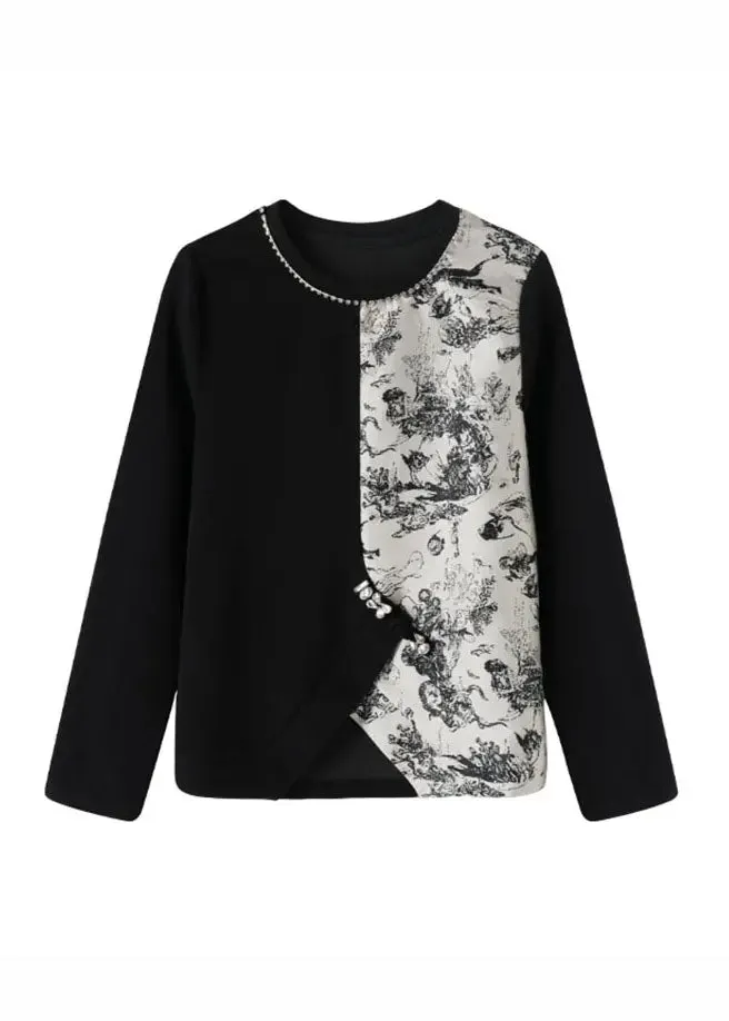 Asymmetrical Print Patchwork Tops