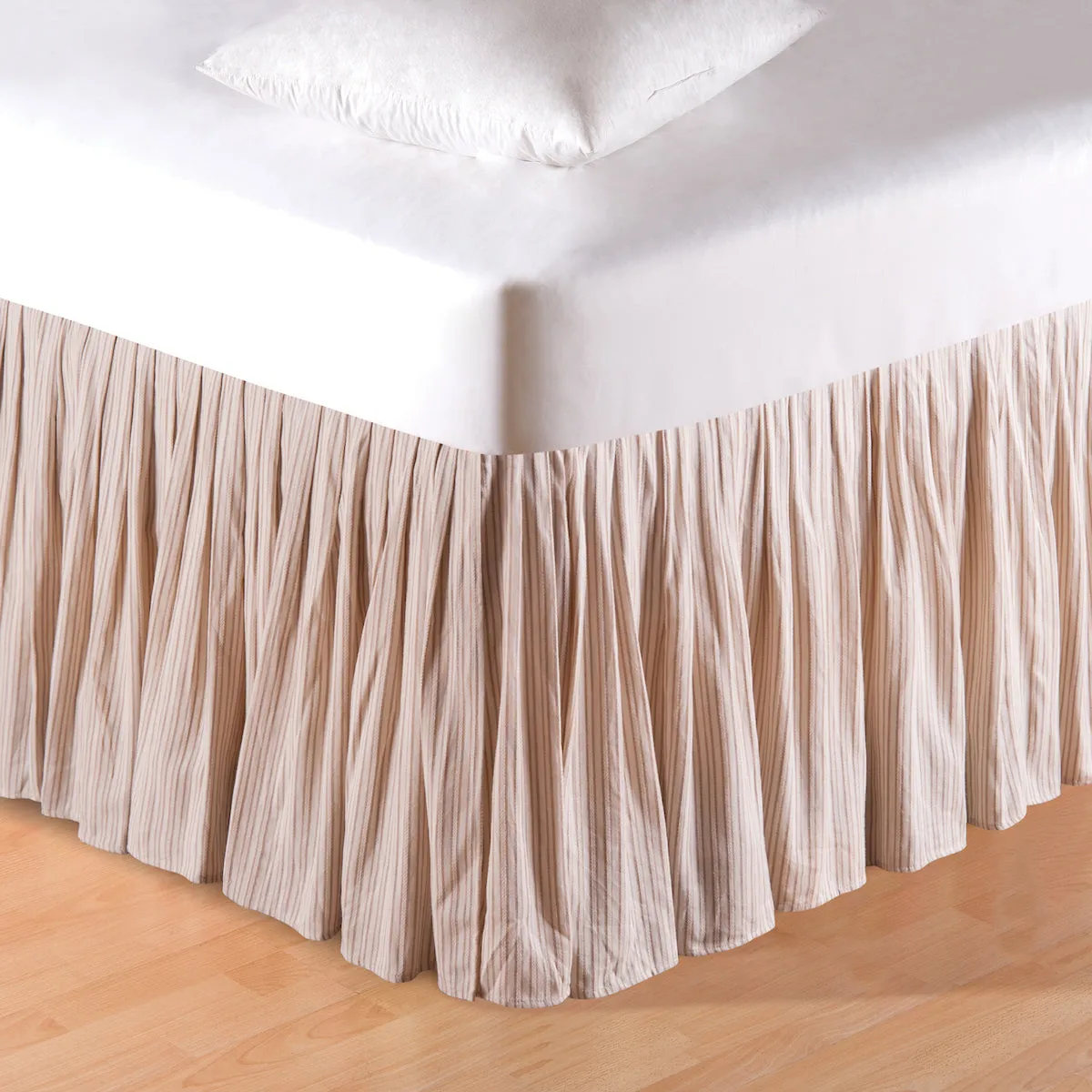 Beige Stripes Twin Bed Skirt