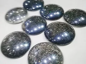 Black Circular 2 Hole Glass Stones