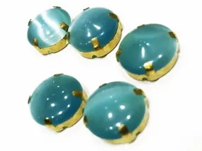 Blue Circular Glass Stone with Catcher (16 mm)