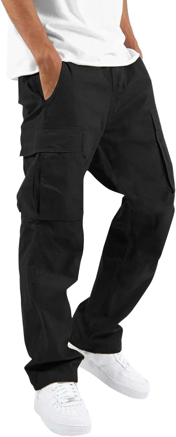 Camo Cargo Pants for Men Loose Fit Casual Lightweight Straight Cargo Sweatpants with Pockets Outdoor Hiking Joggers