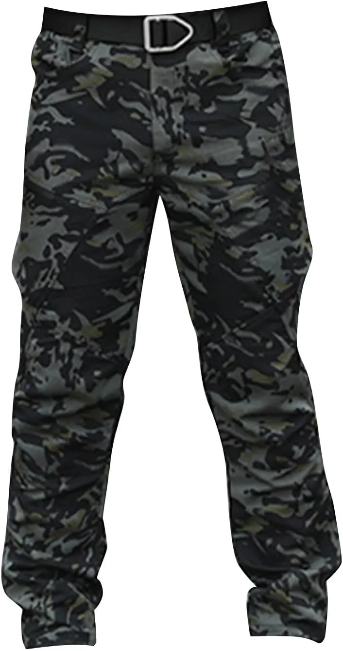 Cargo Pants for Men Hiking Tactical Pants Water Resistant Baggy Casual Work Pants Straight Multi Pockets Trousers