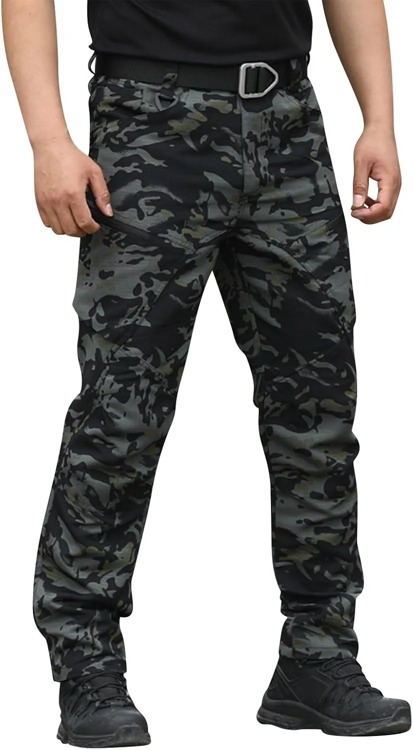Cargo Pants for Men Hiking Tactical Pants Water Resistant Baggy Casual Work Pants Straight Multi Pockets Trousers