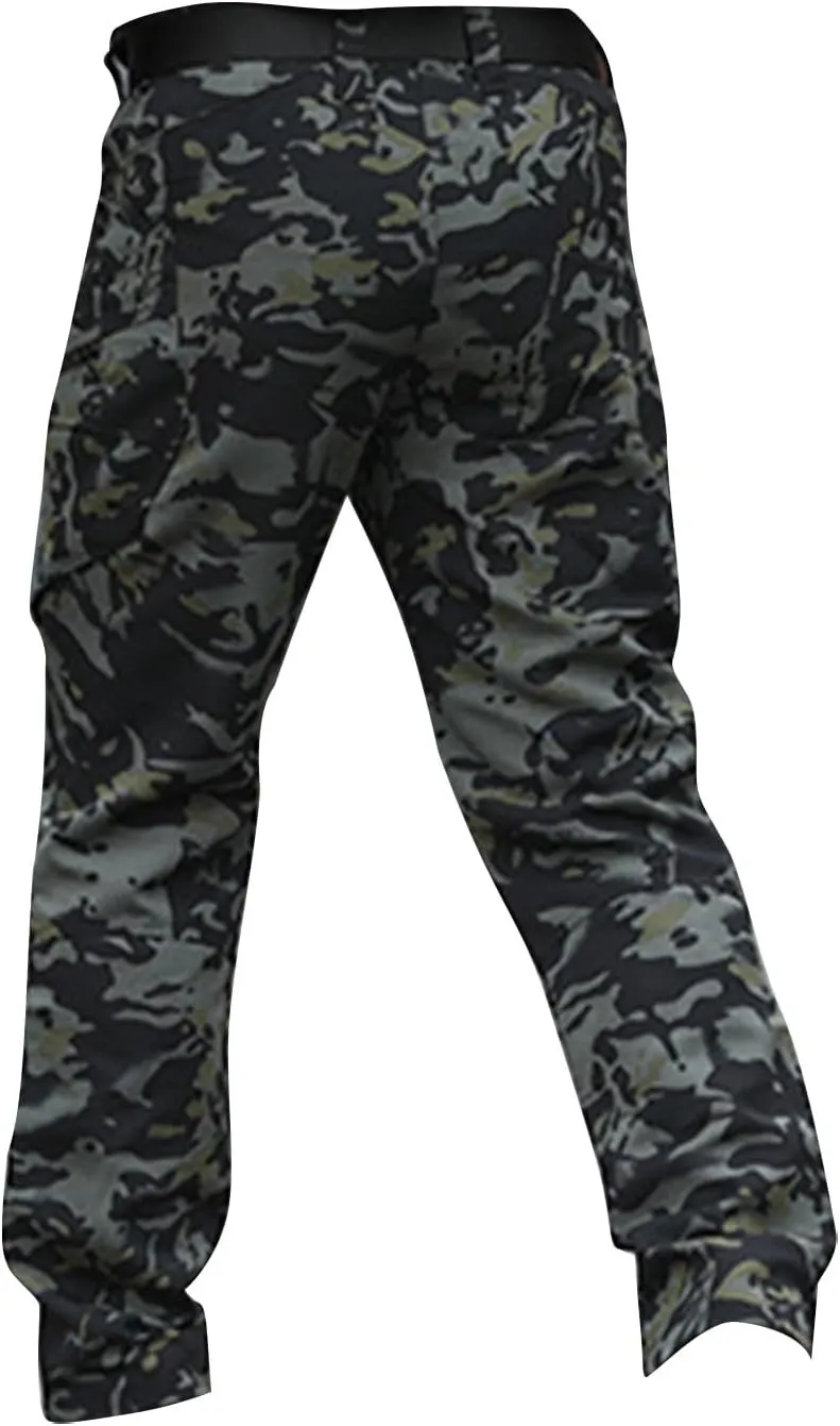 Cargo Pants for Men Hiking Tactical Pants Water Resistant Baggy Casual Work Pants Straight Multi Pockets Trousers