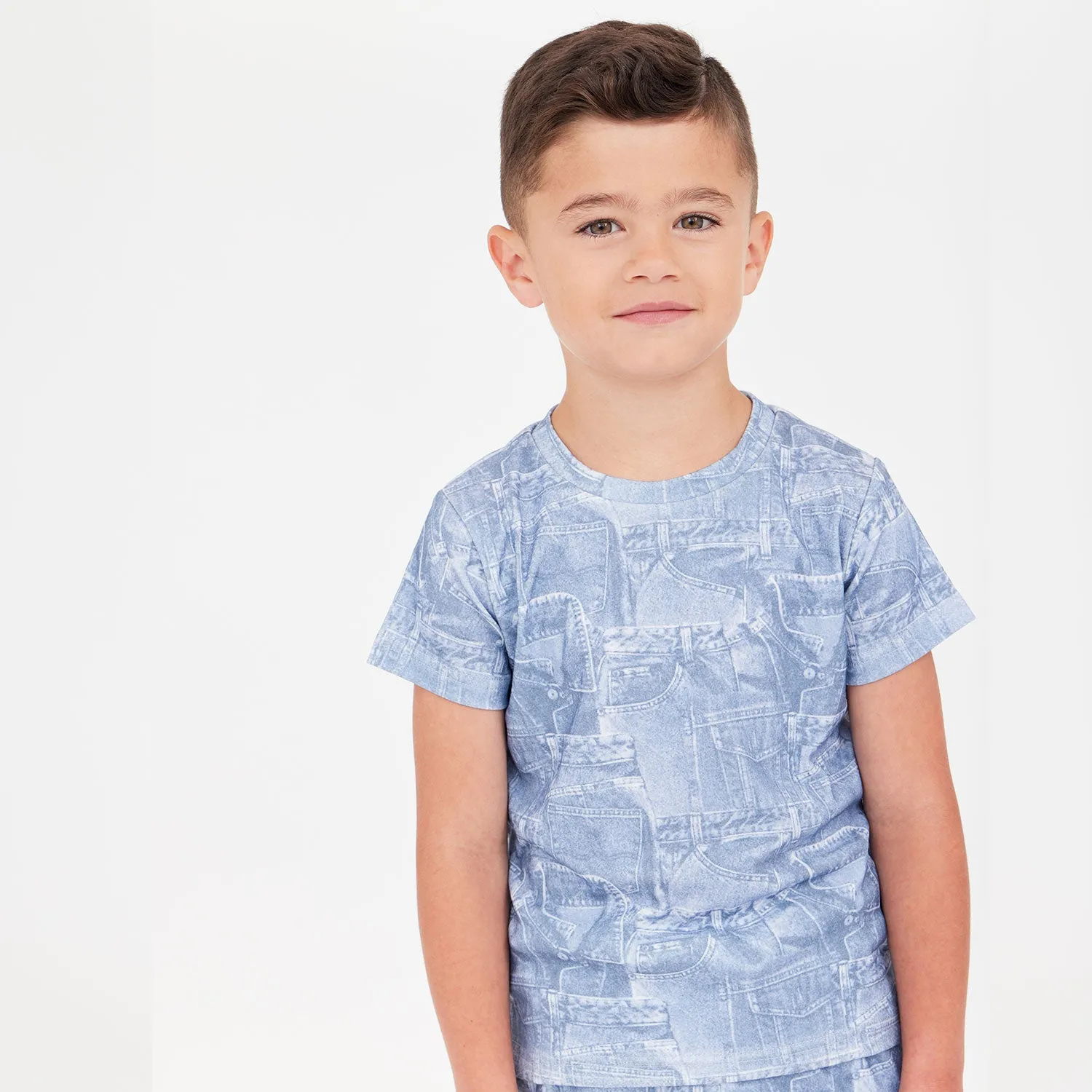 Crew Kids Blue Jean Patchwork Printed Shorts