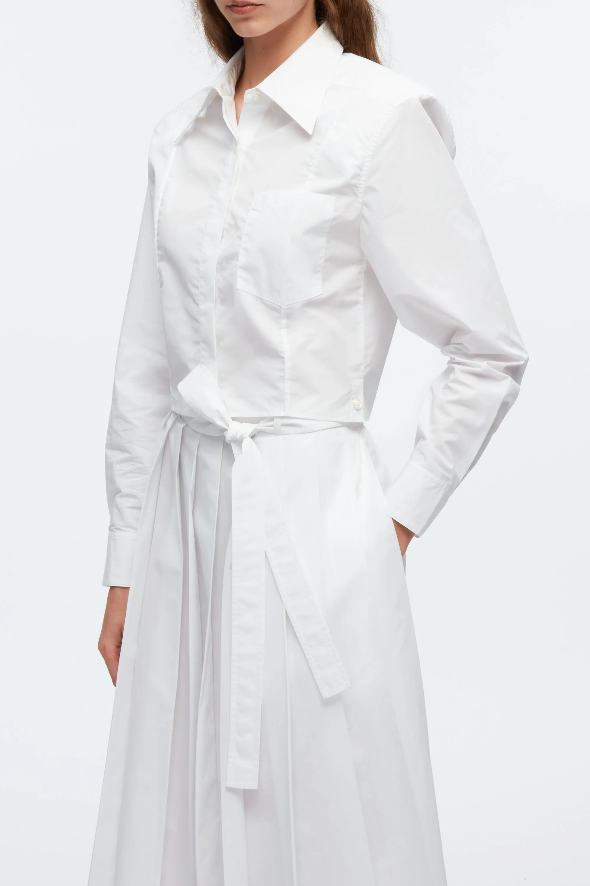 Cropped Shirt With Shoulder Pads
