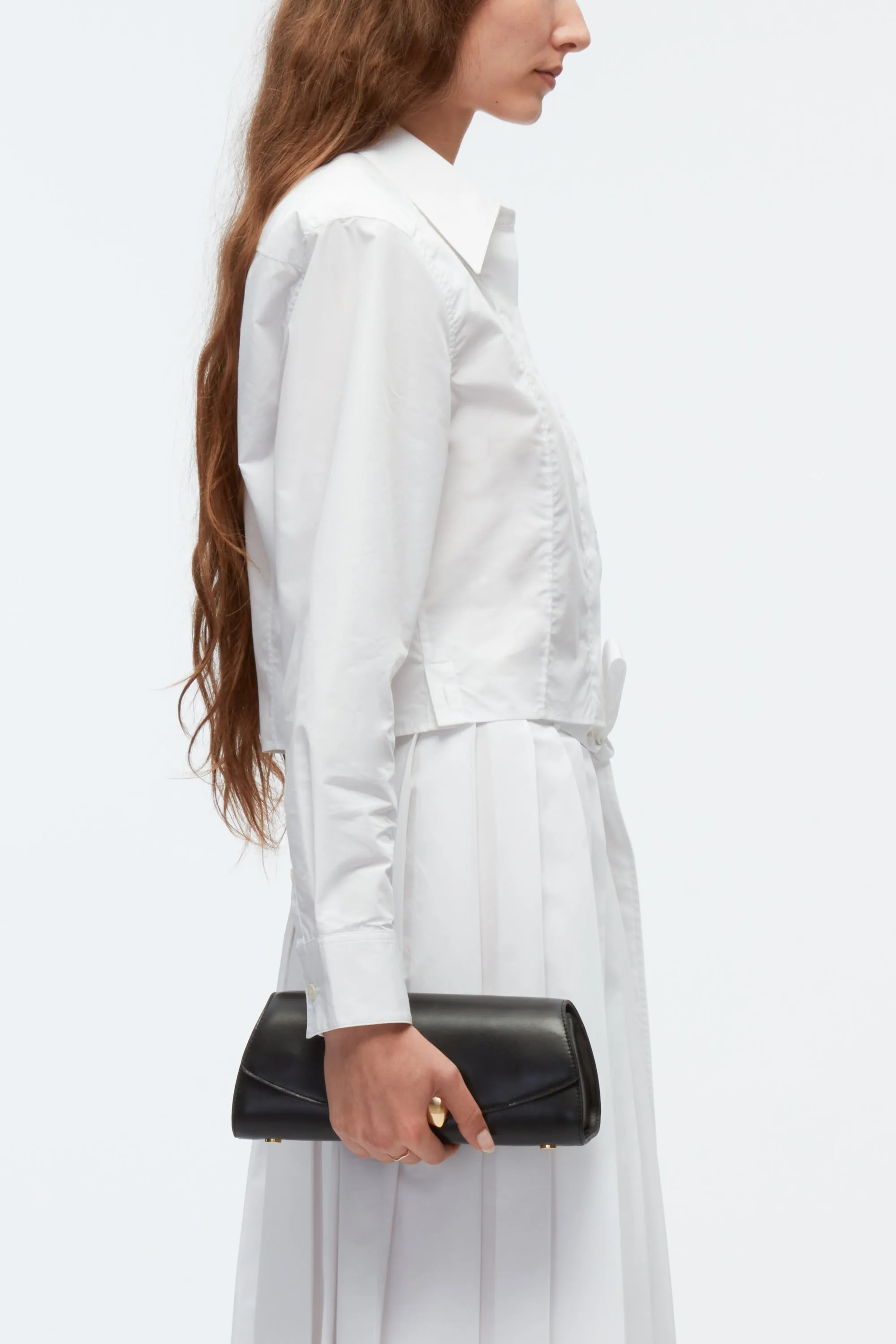 Cropped Shirt With Shoulder Pads