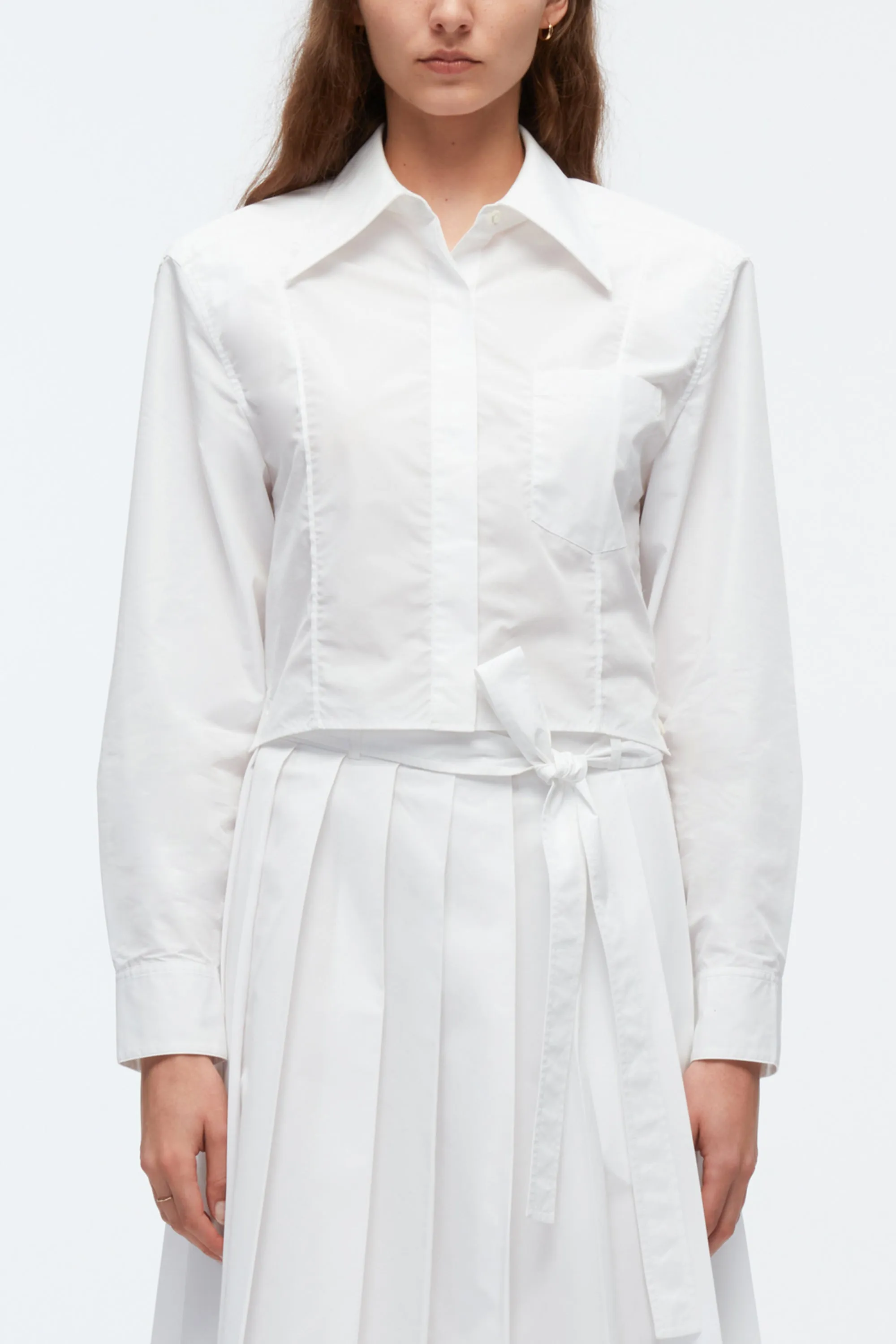 Cropped Shirt With Shoulder Pads