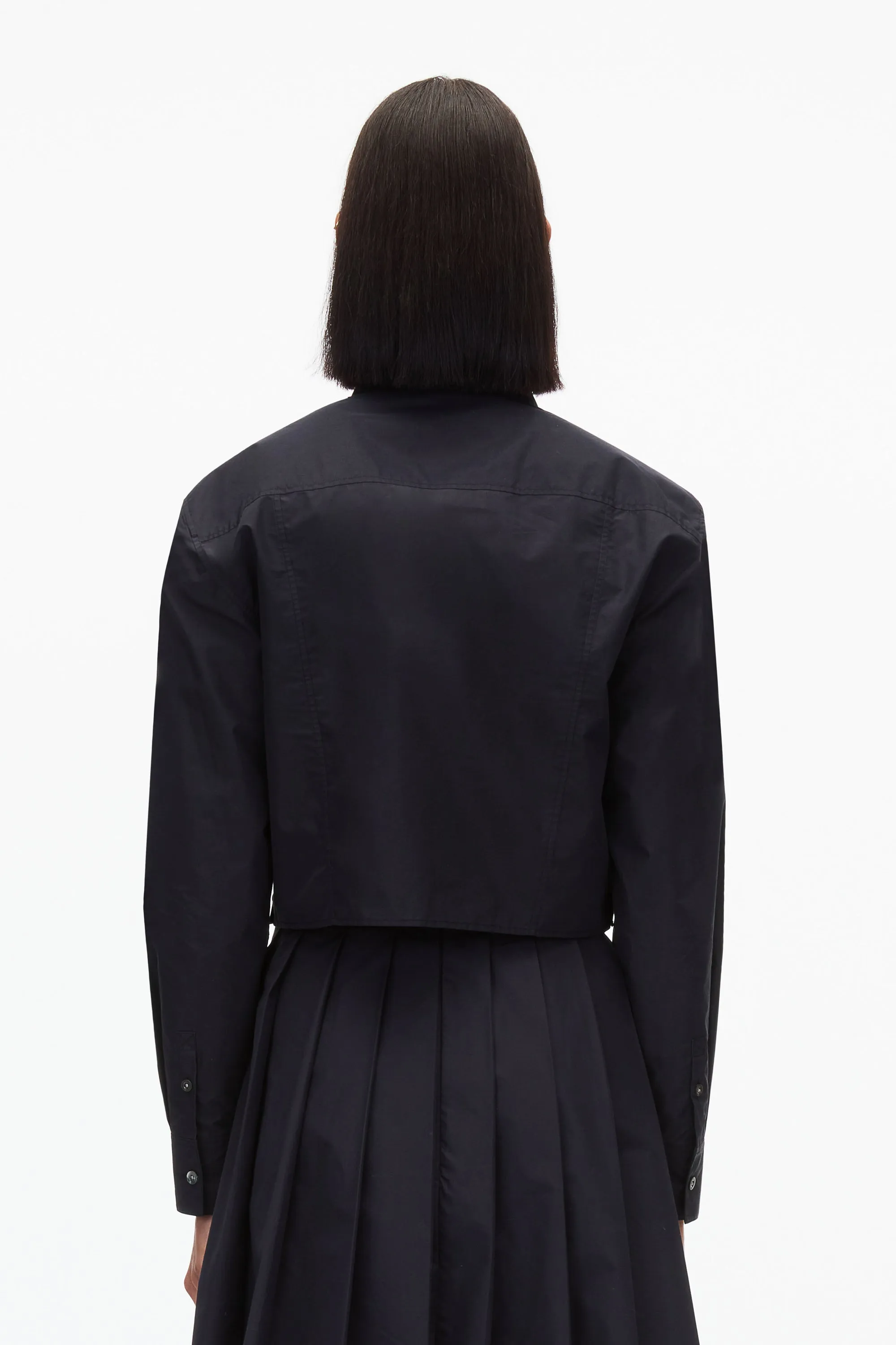 Cropped Shirt With Shoulder Pads