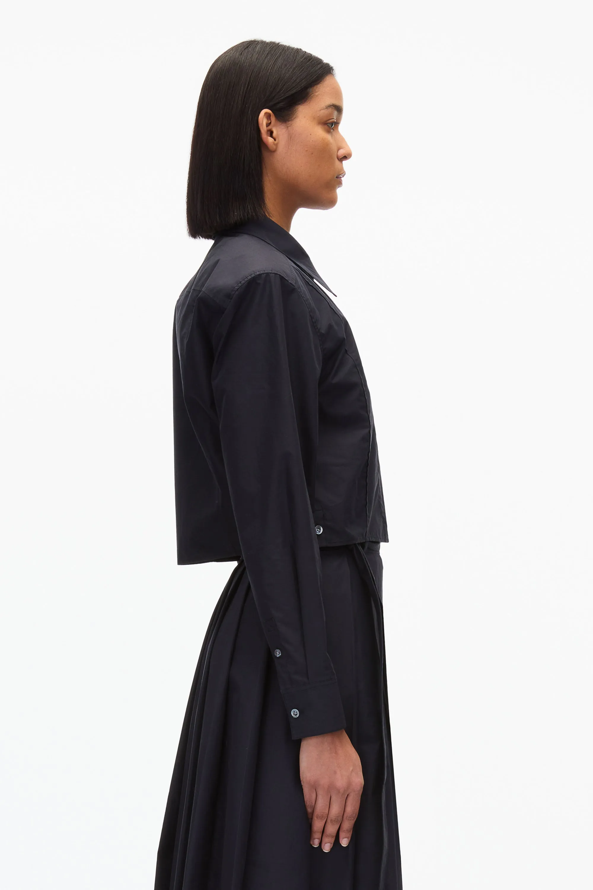 Cropped Shirt With Shoulder Pads