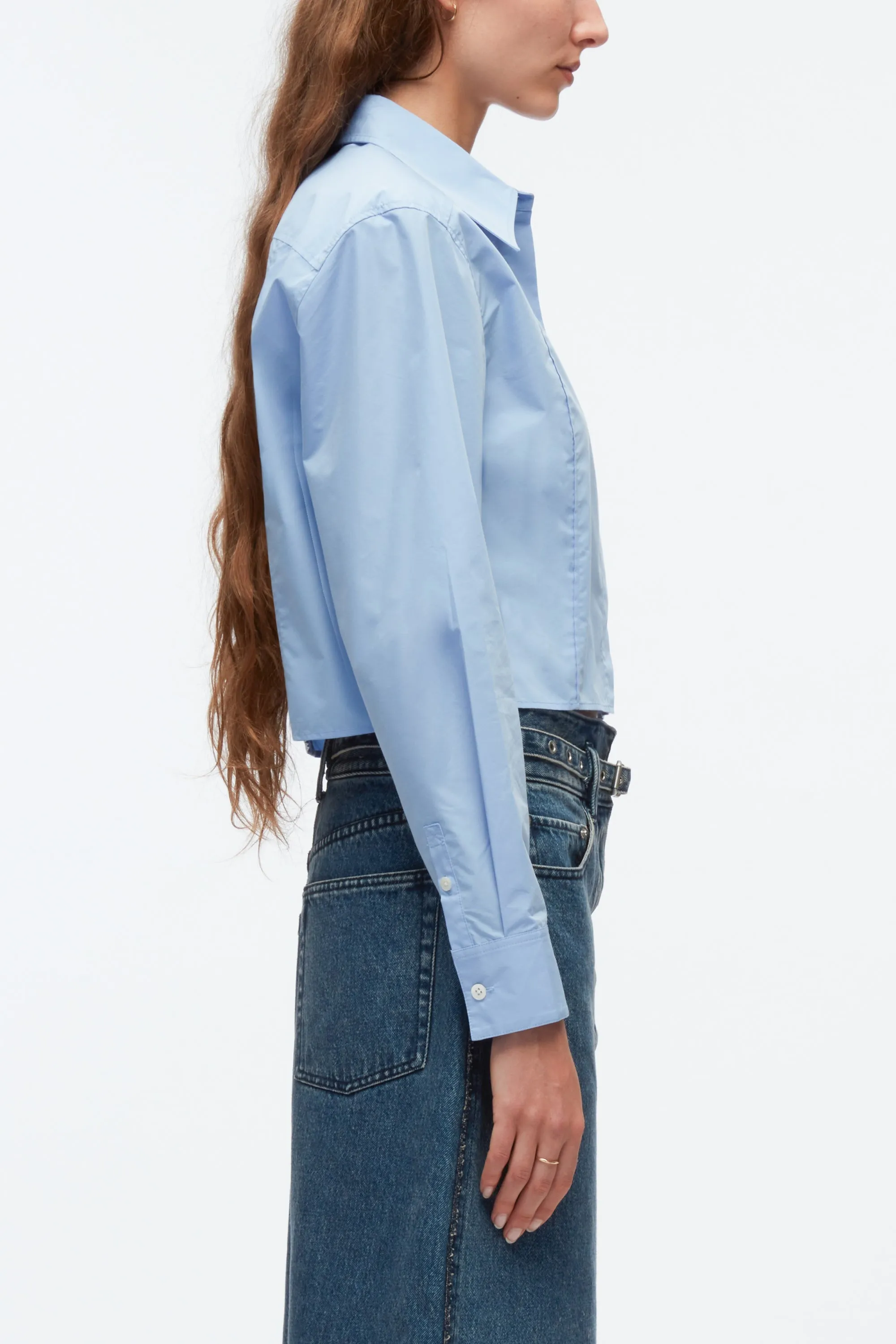 Cropped Shirt With Shoulder Pads