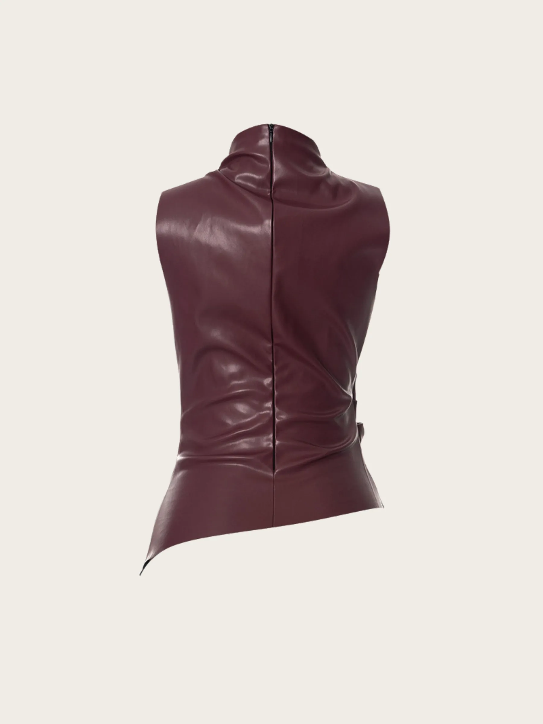 Damoni Faux Leather Sleeveless Top