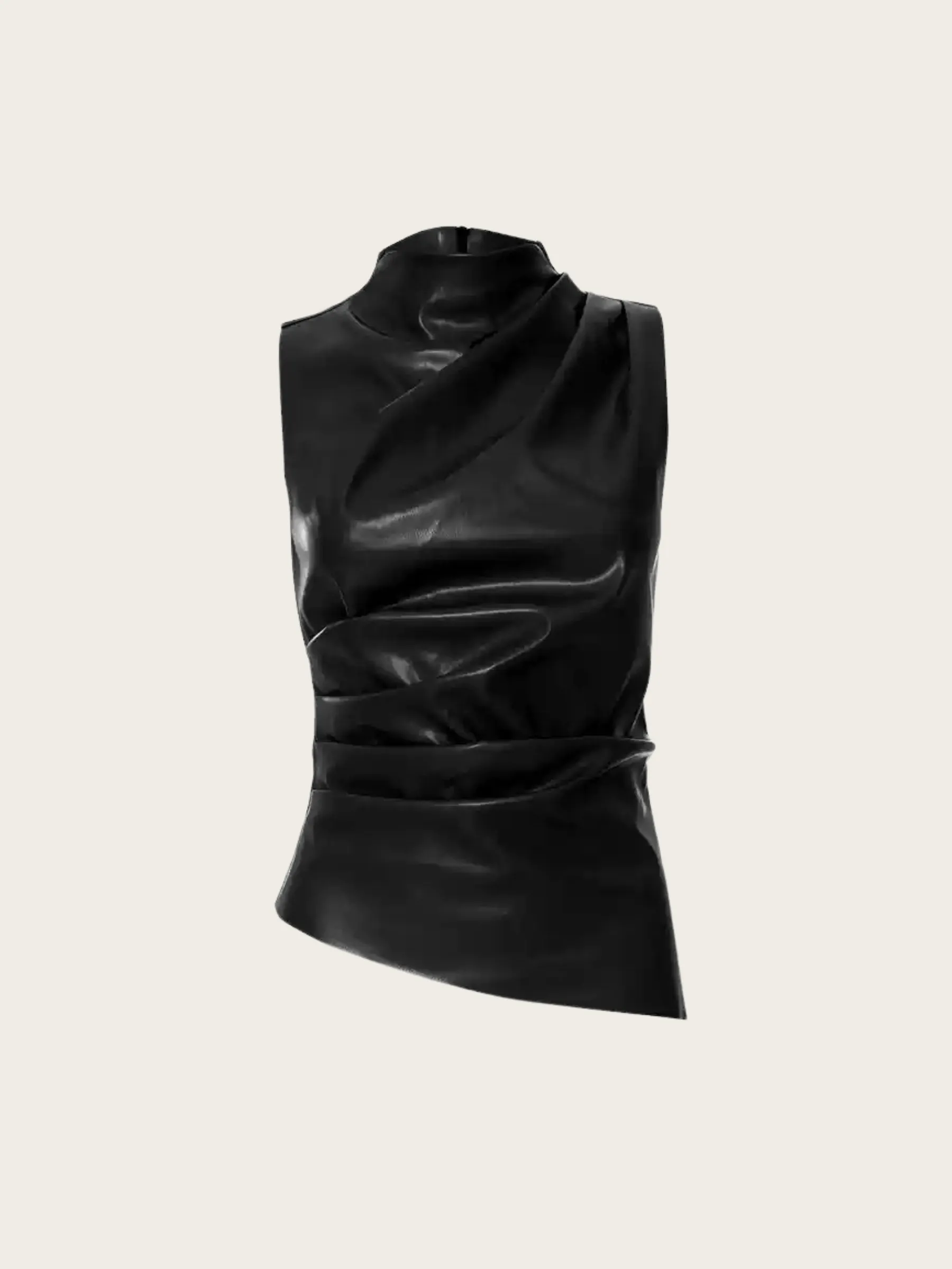 Damoni Faux Leather Sleeveless Top