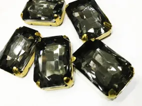 Dark Gray Rectangular Glass Stone with Catcher (14x10 mm)