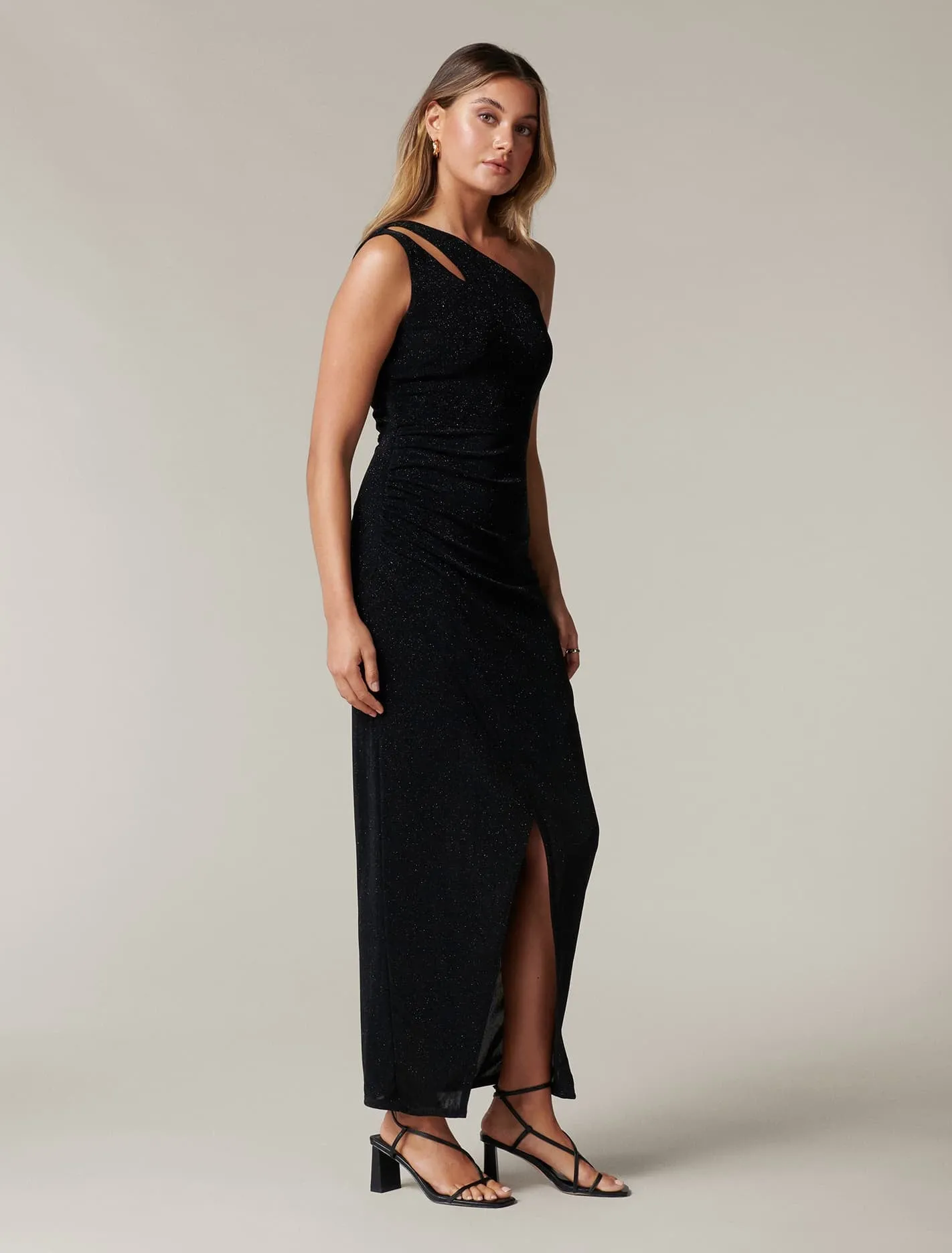 Delaney Glitter One Shoulder Dress
