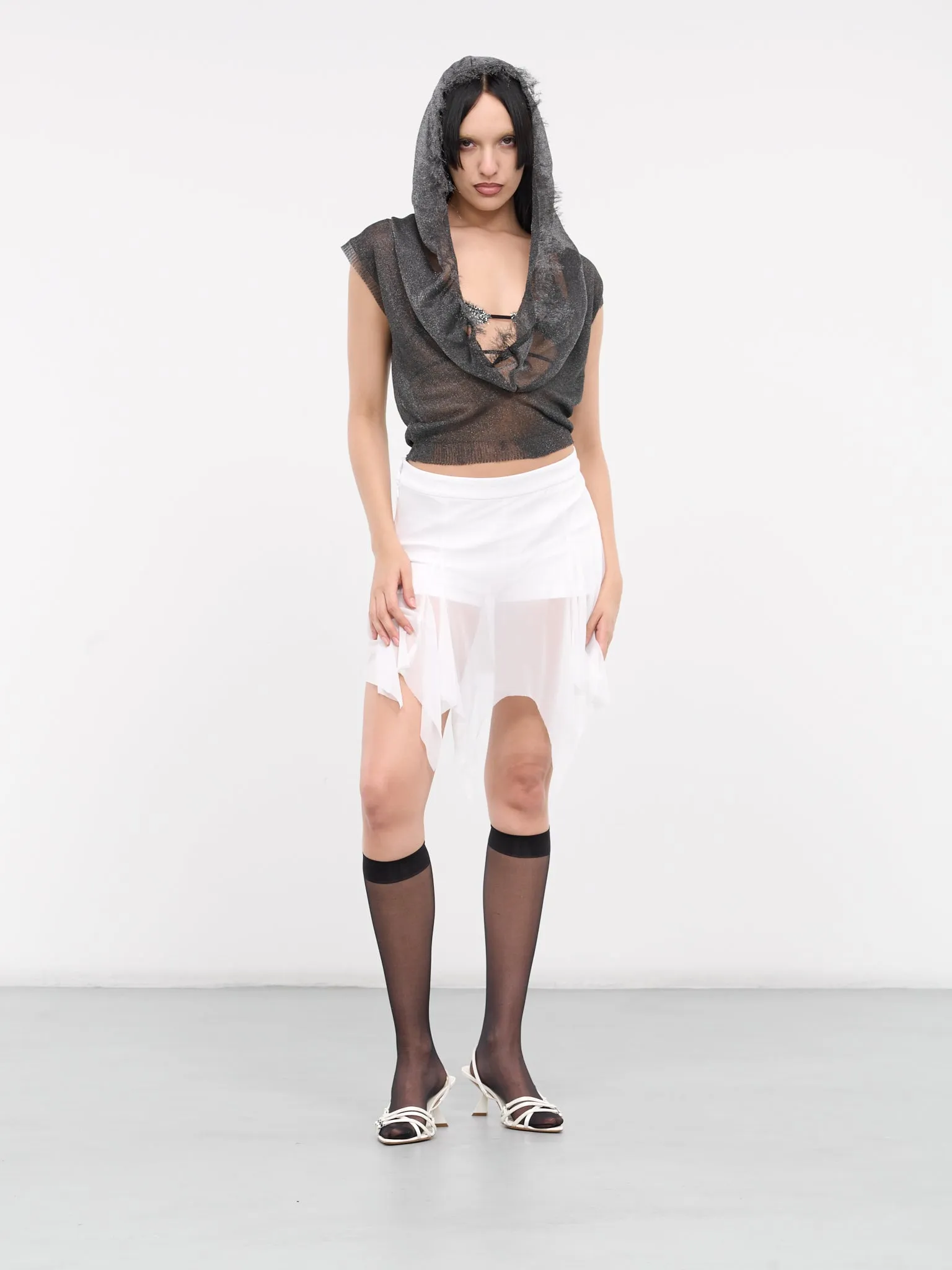 Draping Shorts Mini Skirt (SK-02WH-WHITE)