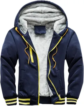 evzosrz Hoodies for Men Zipper Jackets Sherpa Lined Hooded Fleece Sweatshirts Full Zip Wool Heavyweight Warm Cardigans