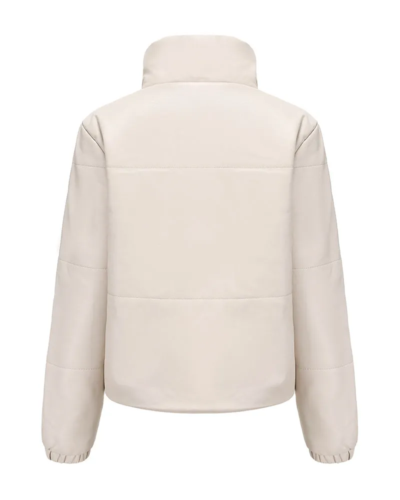 Faux Fur High Collar Cropped Down Jacket