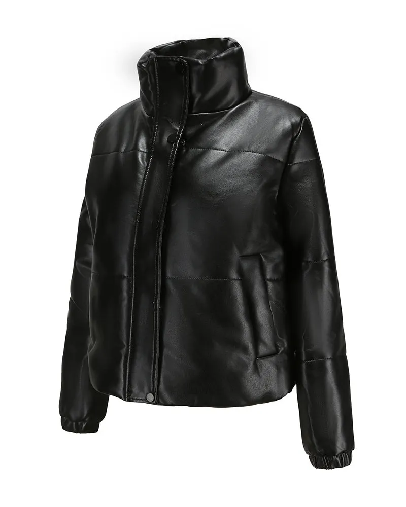 Faux Fur High Collar Cropped Down Jacket
