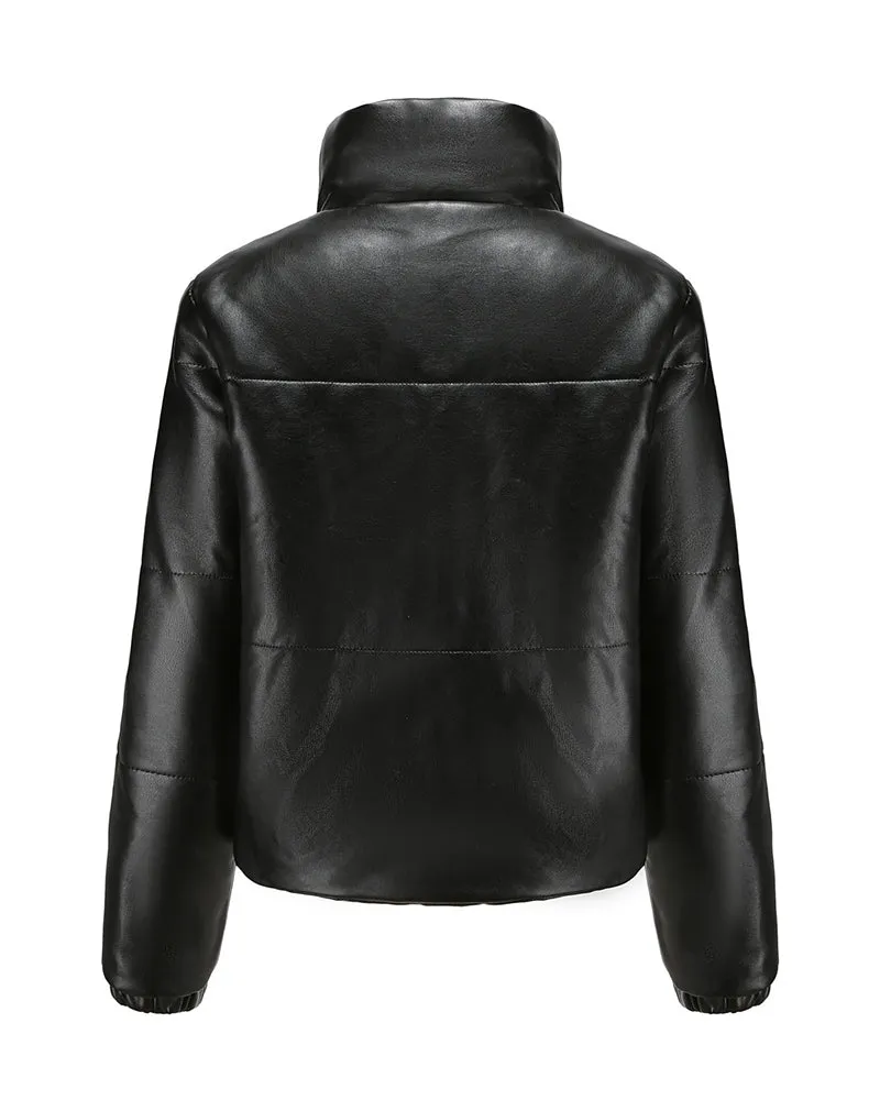 Faux Fur High Collar Cropped Down Jacket