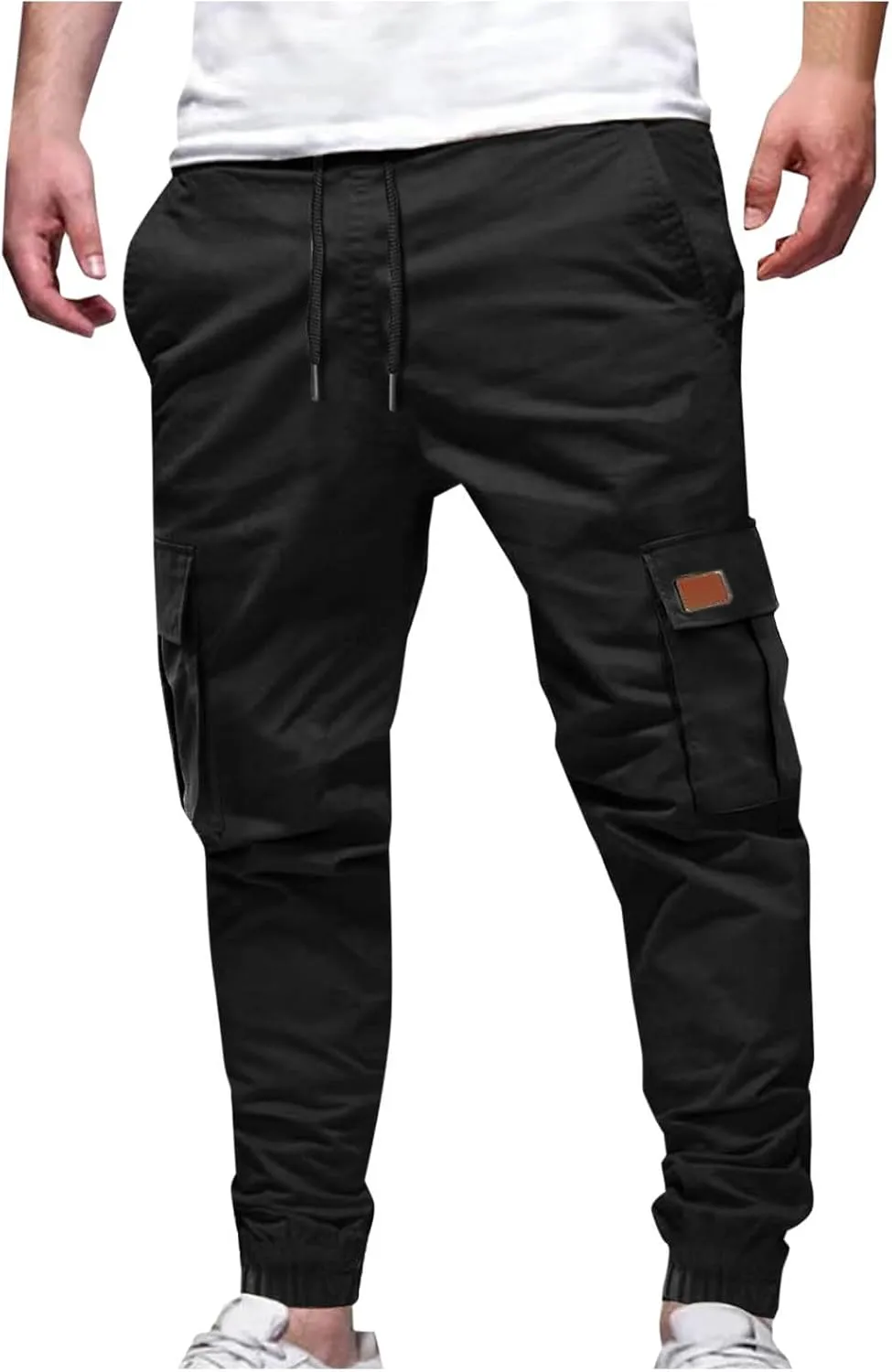 Finelylove Cargo Pants for Men Stretch Flex Sweatpants Relaxed Fit Elastic Waist Twill Work Pants Casual Tapered Joggers