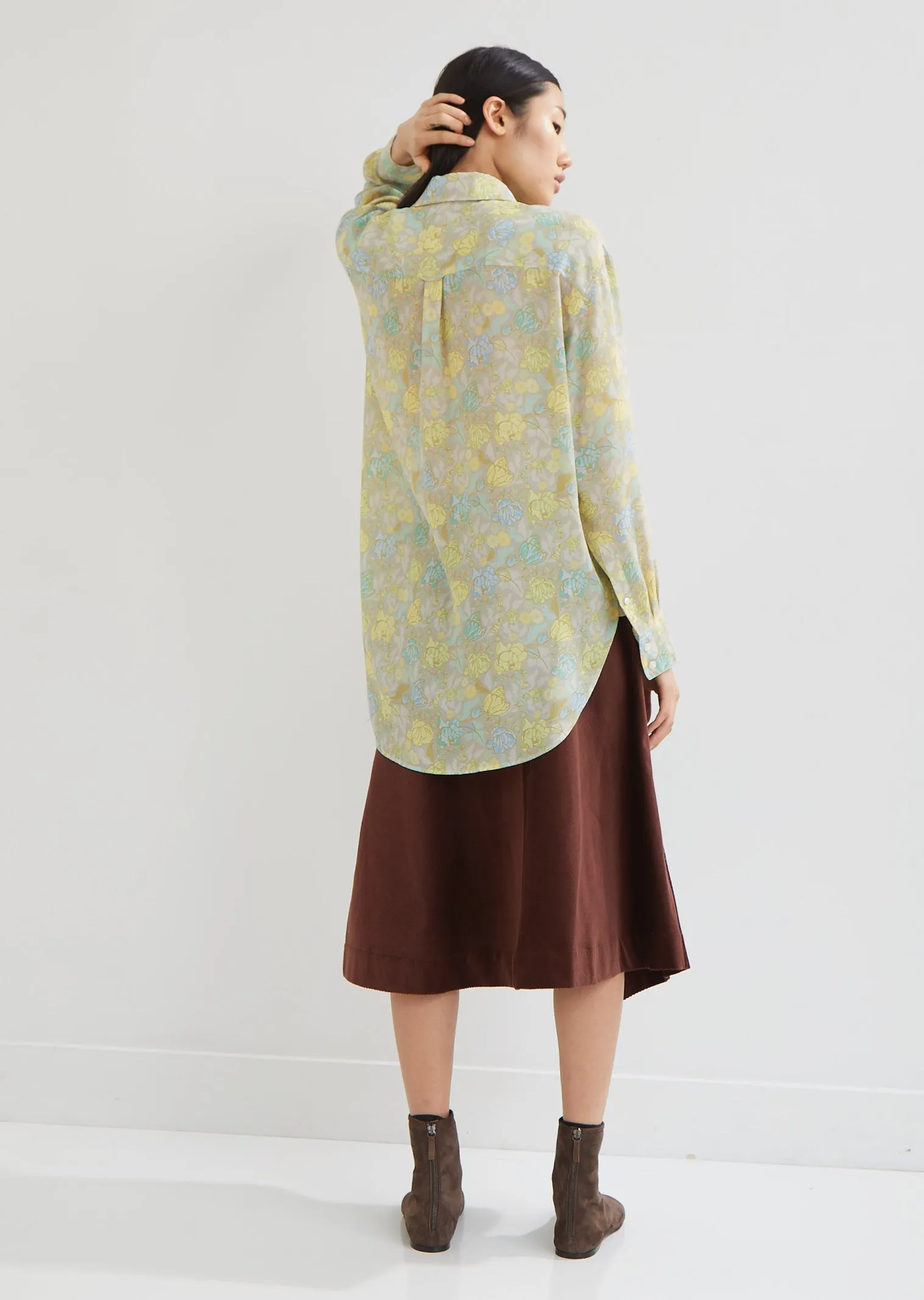 Floral Crepe Button Down Blouse