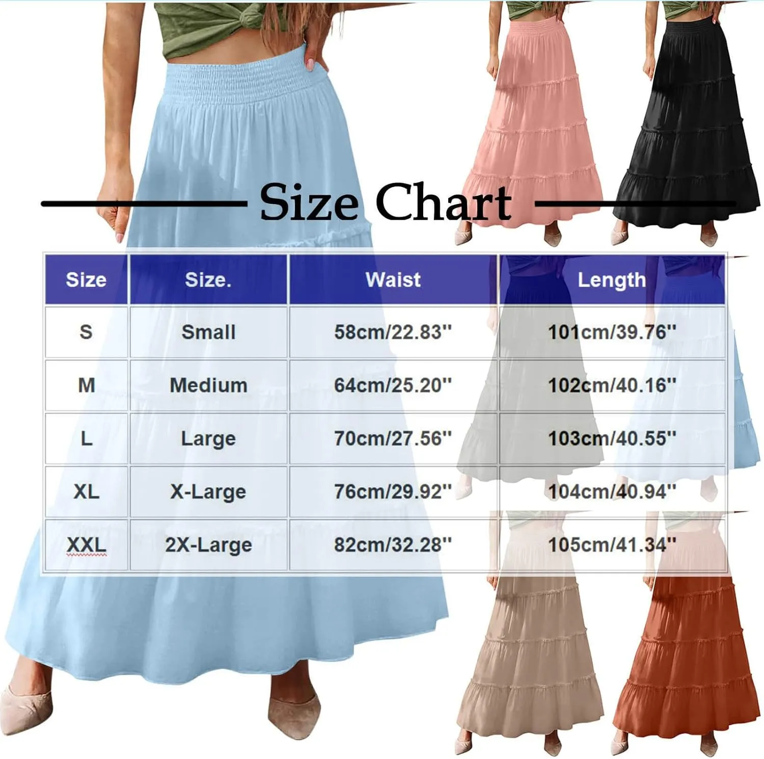 Flowy Tiered Maxi Skirts for Women 2025 Trendy Summer Vacation Outfit Elastic High Waist a Line Swing Boho Long Skirt