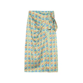 Glass Marble Print Bustier Maxi Dress In Blue
