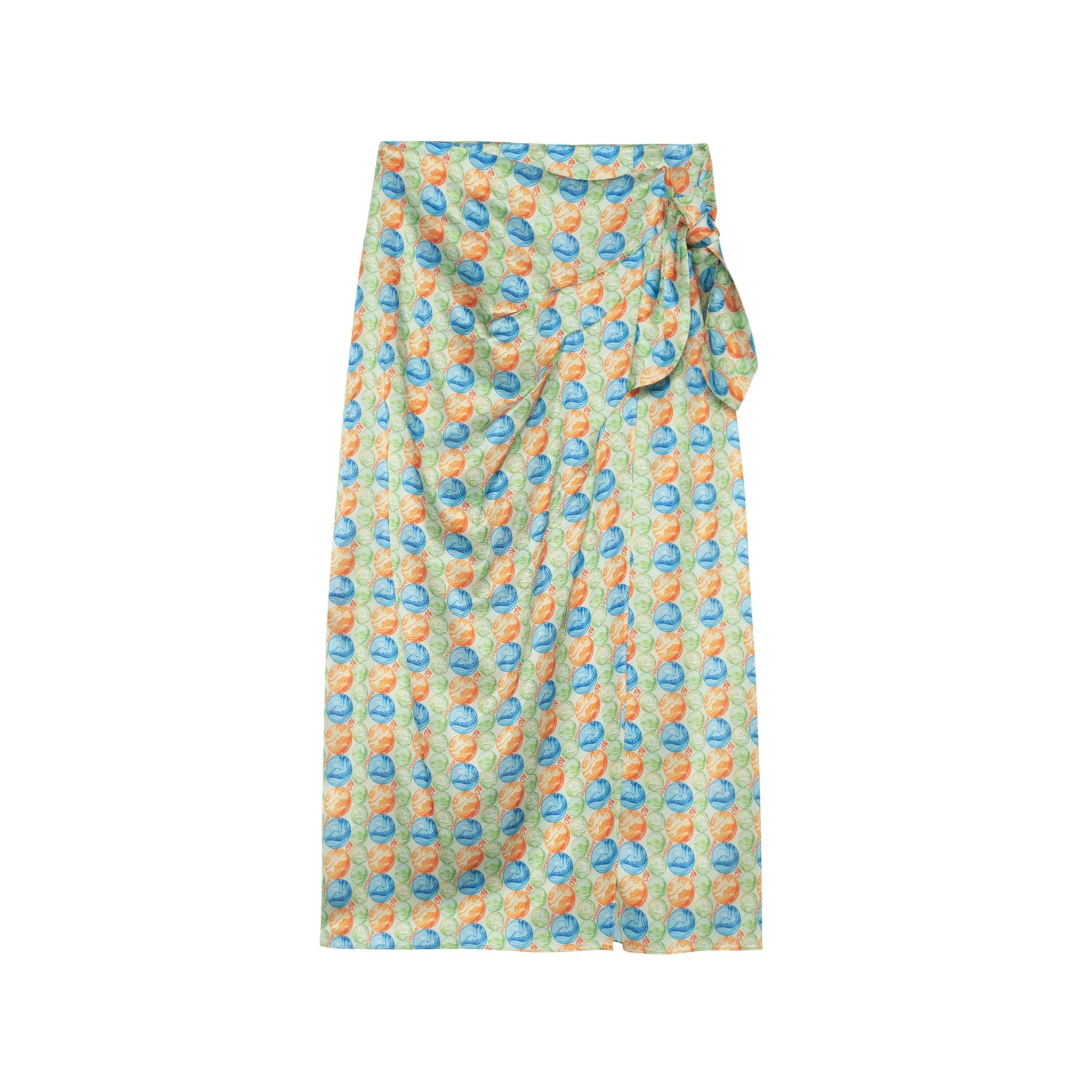 Glass Marble Print Bustier Maxi Dress In Blue
