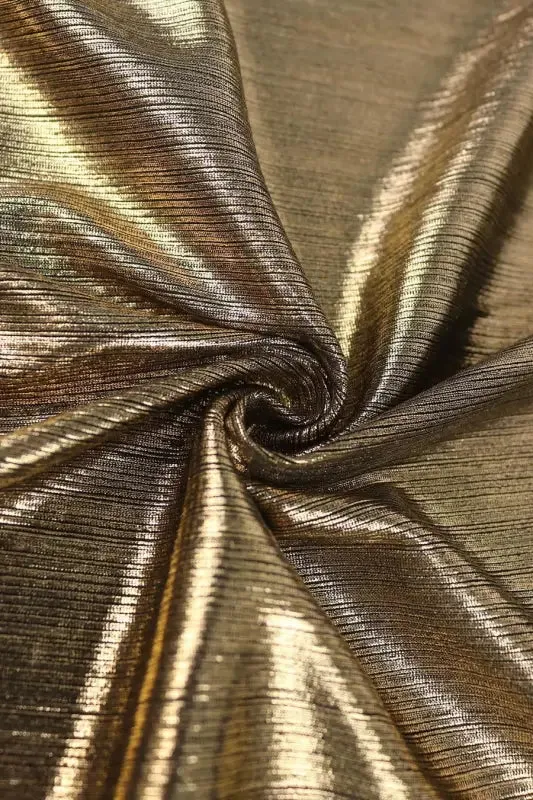 Gold Foil One Shoulder Sash Midi Dress