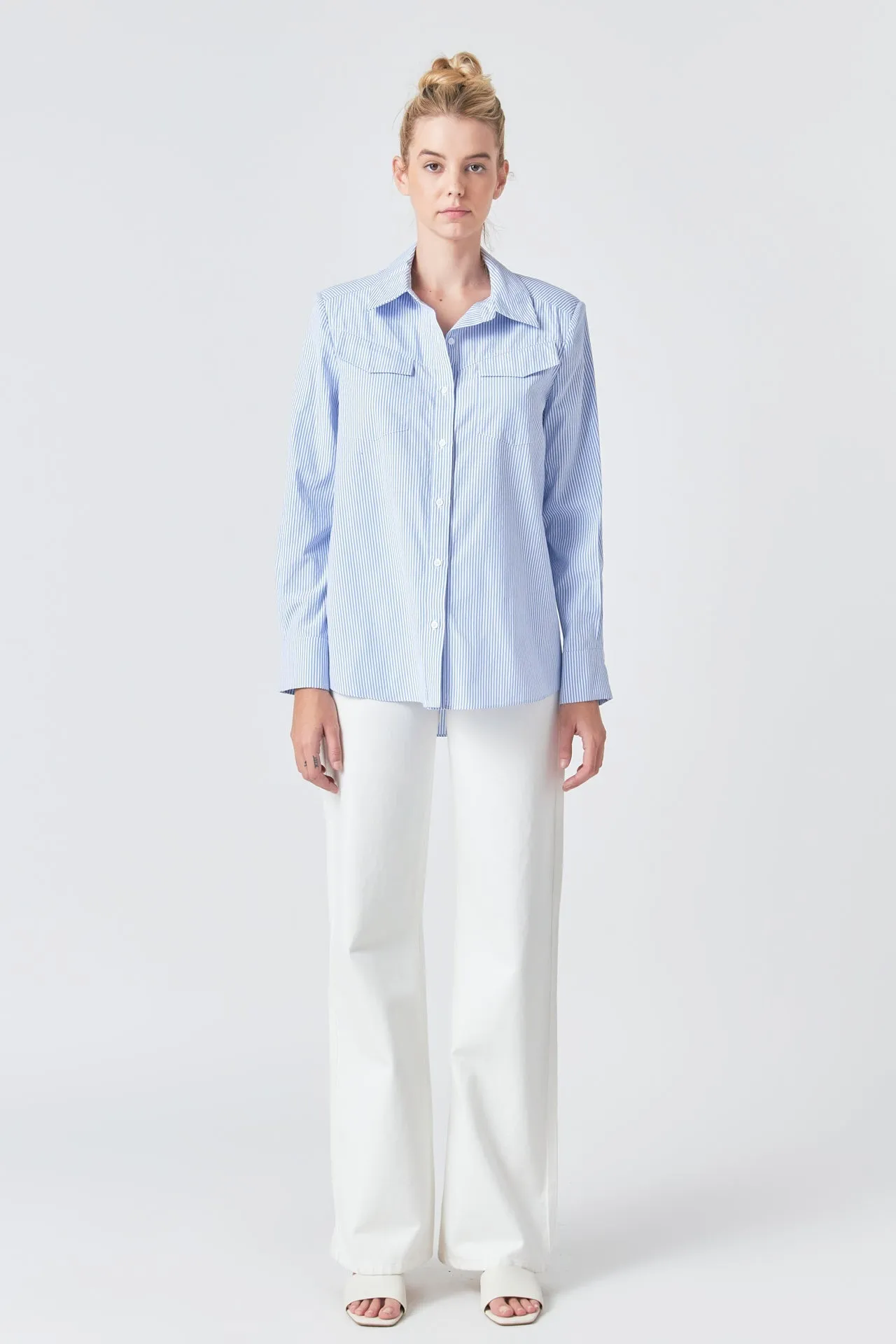 Grey Lab - Power Shoulder Striped Shirt