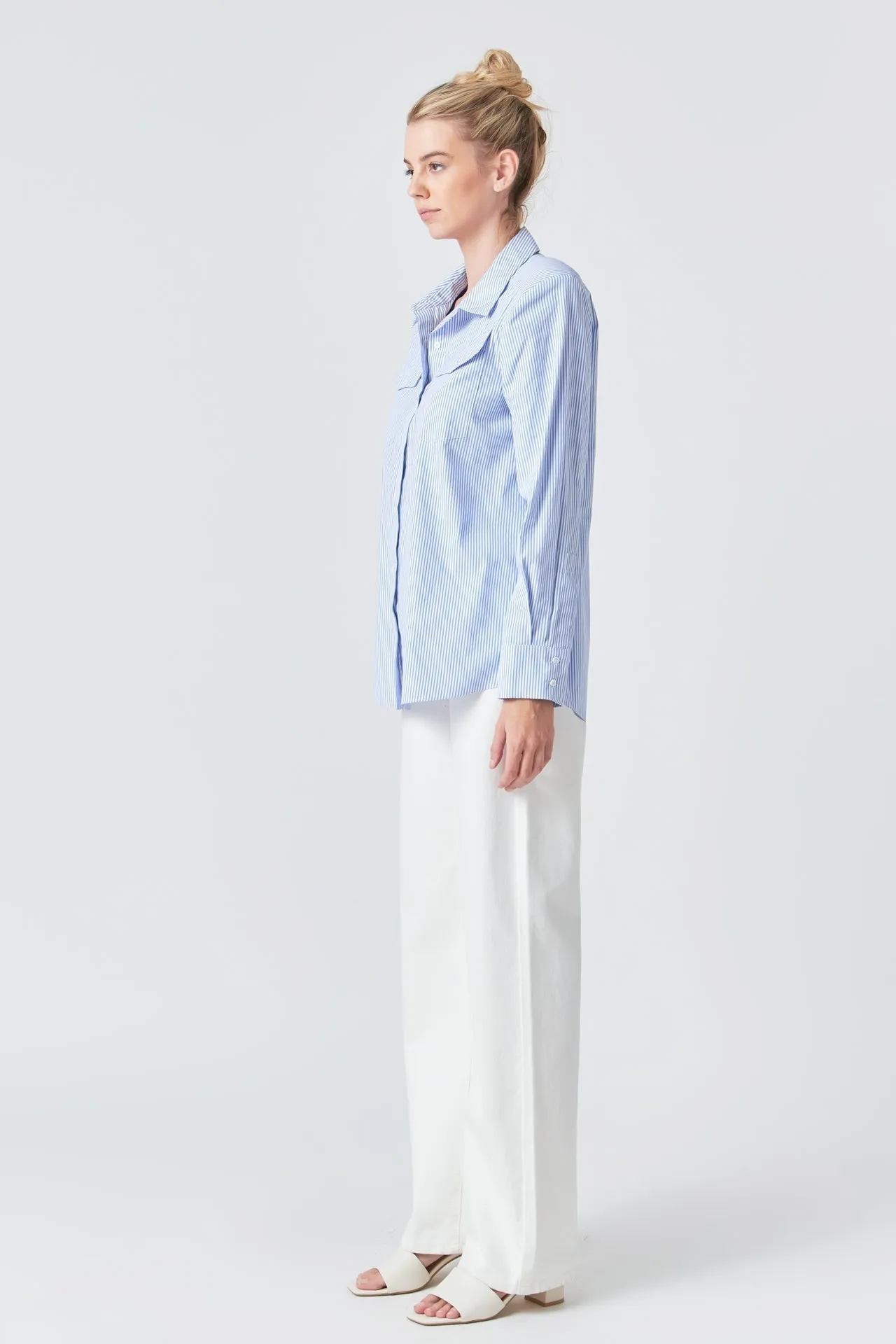Grey Lab - Power Shoulder Striped Shirt