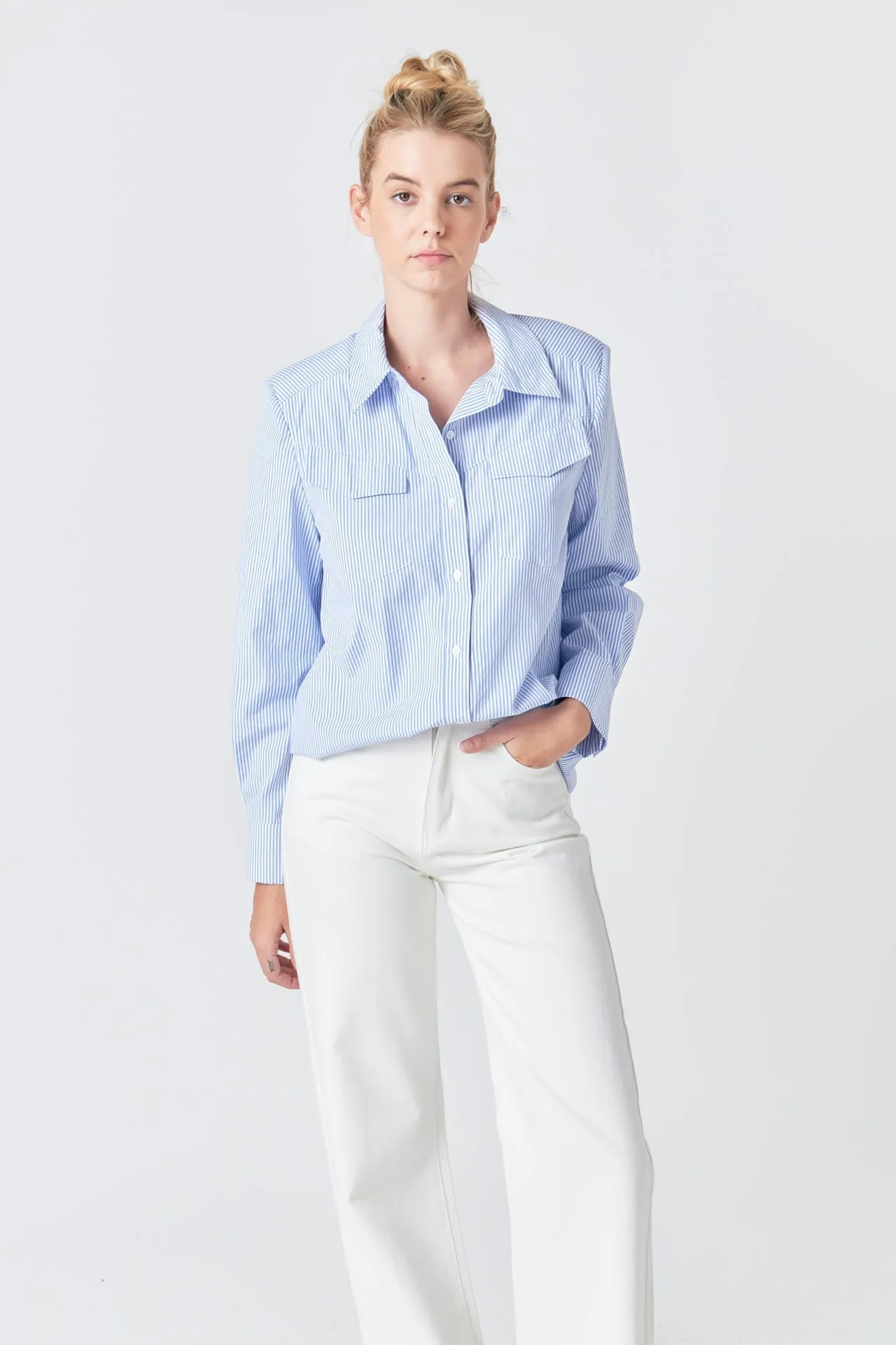 Grey Lab - Power Shoulder Striped Shirt