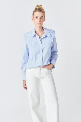 Grey Lab - Power Shoulder Striped Shirt