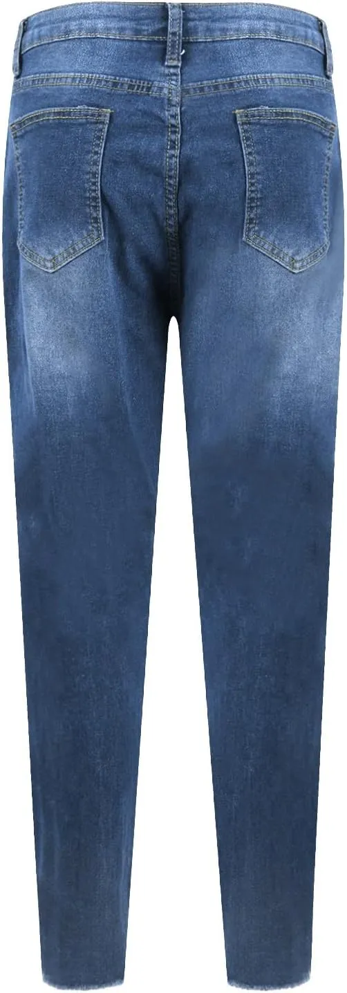 Jeggings for Women Tummy Control High Waisted Ripped Skinny Jeans Stretchy Distressed Denim Leggings with Pockets
