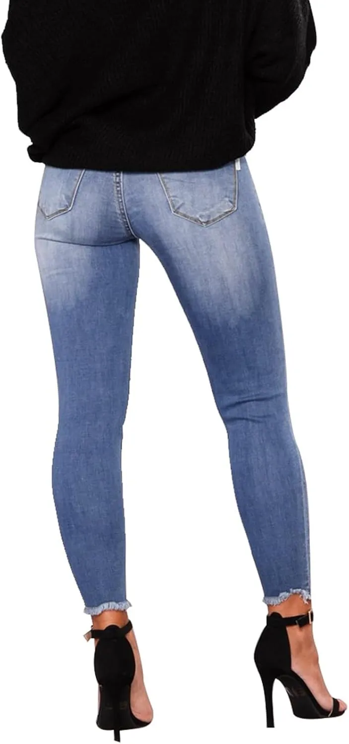 Jeggings for Women Tummy Control High Waisted Ripped Skinny Jeans Stretchy Distressed Denim Leggings with Pockets