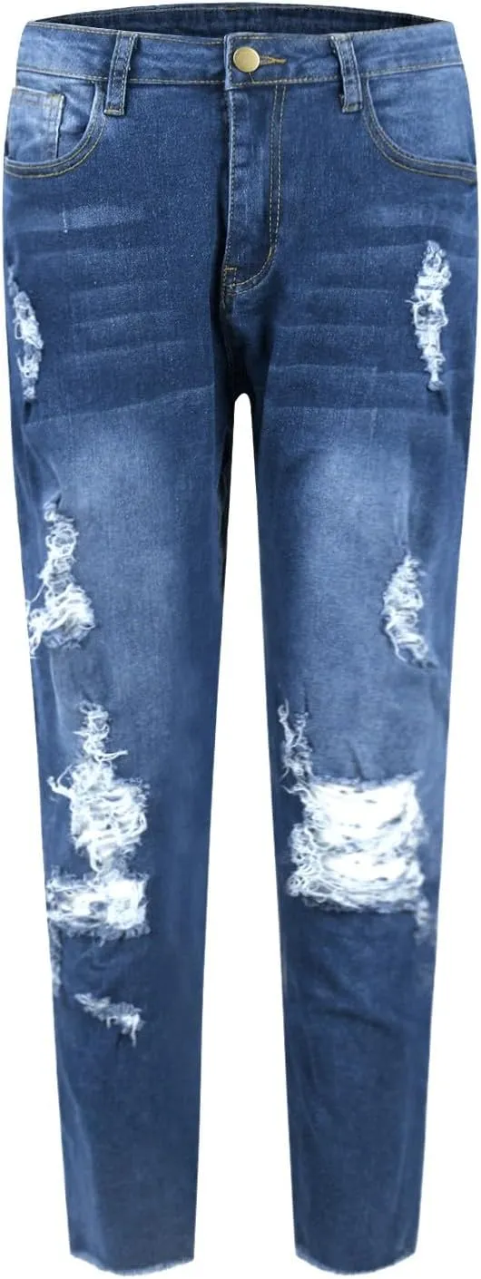 Jeggings for Women Tummy Control High Waisted Ripped Skinny Jeans Stretchy Distressed Denim Leggings with Pockets