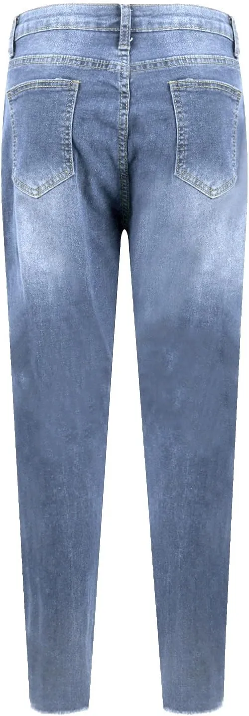 Jeggings for Women Tummy Control High Waisted Ripped Skinny Jeans Stretchy Distressed Denim Leggings with Pockets