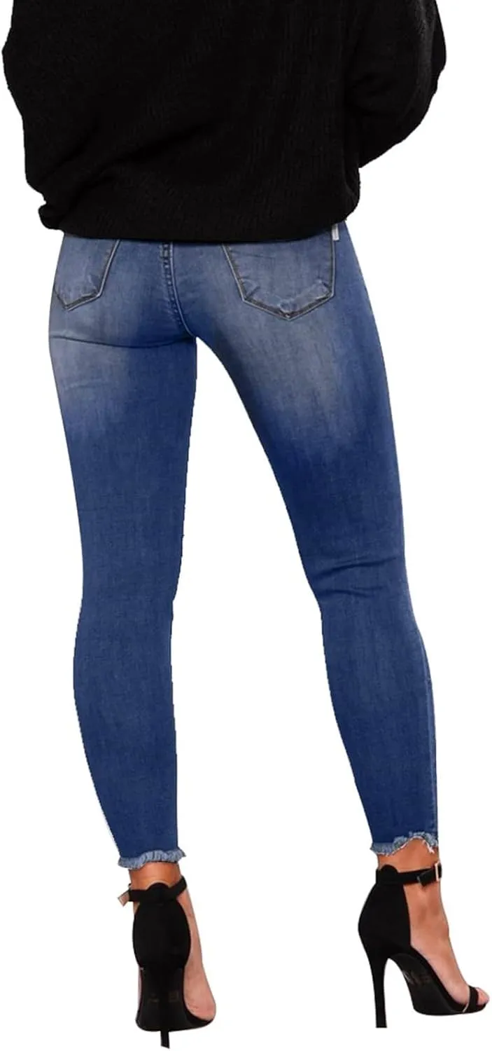 Jeggings for Women Tummy Control High Waisted Ripped Skinny Jeans Stretchy Distressed Denim Leggings with Pockets