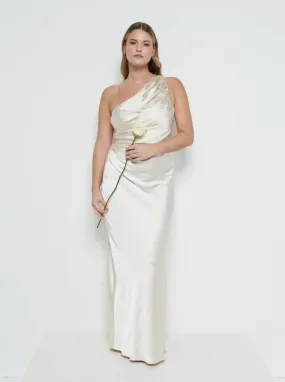 Juliet Ruched Maxi Bridesmaid Dress - Matte Champagne